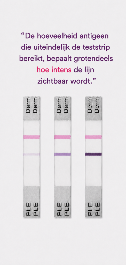 FunqiCheck-testlijnen met verschillende kleurintensiteit
